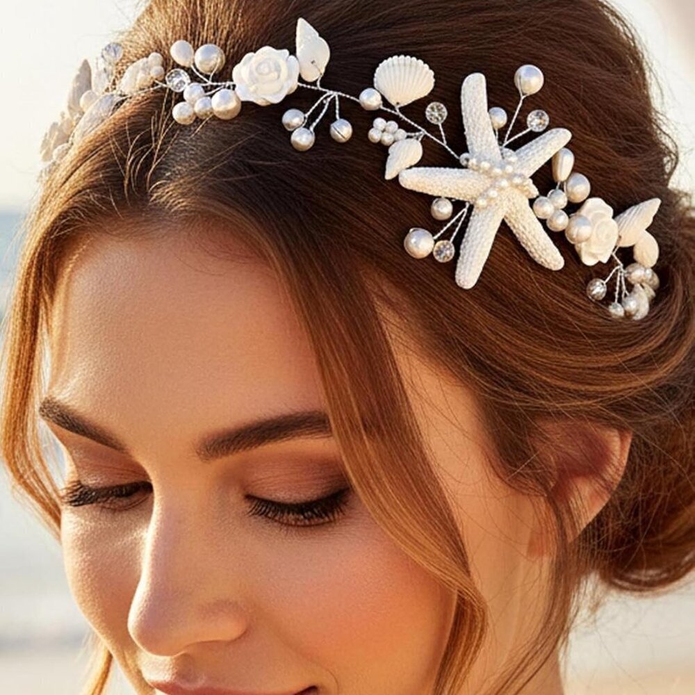 Mermaid Headband Pearl Shell Crystal Hair Accessory for Weddings & Events